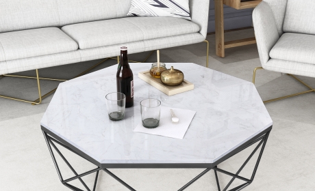 北欧大理石茶几小户型简约