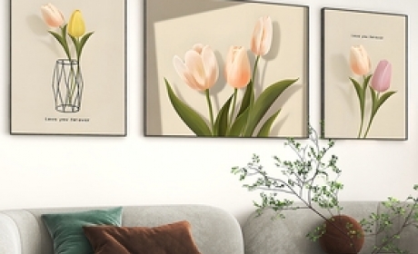 乐邦德画业-现代北欧风格奶油风植物花卉客厅装饰画1