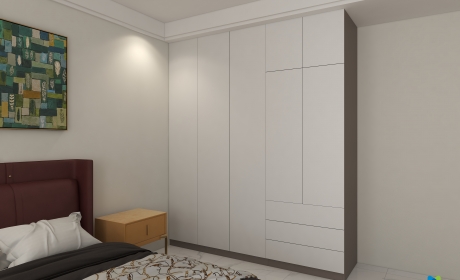 纯白衣柜简约2100x600x2500