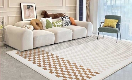 INS简约棋盘格地毯